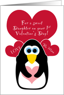 Daughter Baby’s First Valentine’s Day with Penguin card