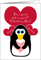 Baby’s First Valentine’s Day with Penguin for Girl card