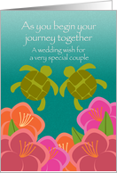 Wedding Congratulations Honu and Tropical Flowers card