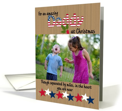Merry Christmas Photo Card Deployed Military Daddy Wood... (867416)
