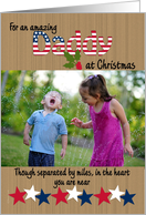 Merry Christmas Photo Card Deployed Military Daddy Wood Look Stars card