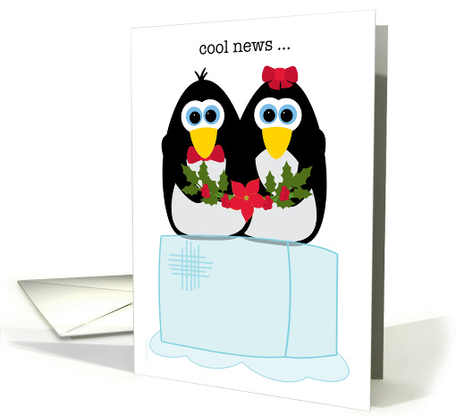 Christmas Pregnancy Expecting Baby Announcement with Penguins card
