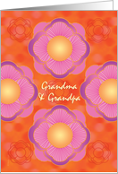 Diwali Grandparents Exotic Flowers Festival of Lights on Orange card