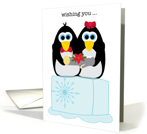 Wishing You a Cool Yule Whimsical Penguins on Ice Cube... (868236)