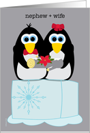 Nephew and Wife Wishing You a Cool Yule Whimsical Penguins card