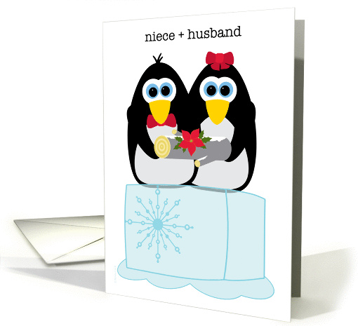Niece and Husband Wishing You a Cool Yule Whimsical Penguins card