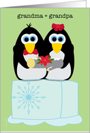 Grandparents Wishing You a Cool Yule Whimsical Penguins card