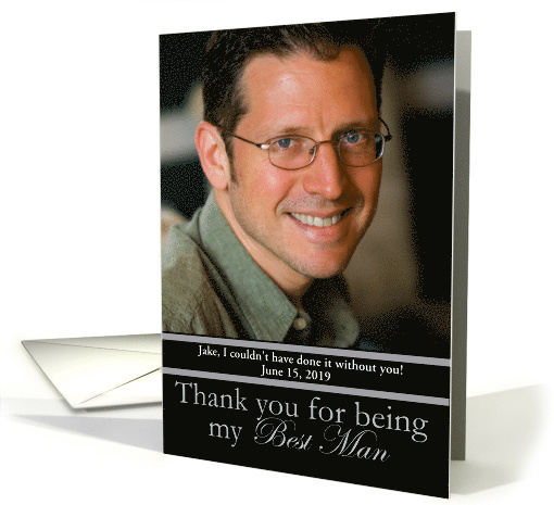 Best Man Thank You Photo Card Classic Black and Gray card (873113)