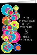 5 Years Employee Employment Anniversary Pop Art on Black card