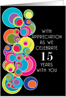 15 Years Employee Employment Anniversary Pop Art on Black card