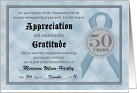 Employment Anniversary 50 Years Funny Customizable Certificate card