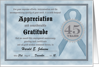 Employment Anniversary 45 Years Funny Customizable Certificate card