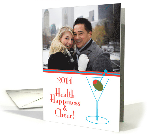 2014 New Year Photo Card Retro Martini Glass and Olive card (879822)