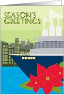 Christmas Cruise Ship Vintage Travel Poster Look Season’s Greetings card