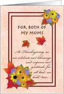 Thanksgiving for Both of My Moms Autumn Flowers and Maple Leaves card