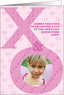 Godmother Valentine’s Day Kisses Hugs XO Photo Card Pink Hearts card