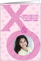 Grandpa Valentine’s Day Kisses Hugs XO Photo Card Pink Hearts card
