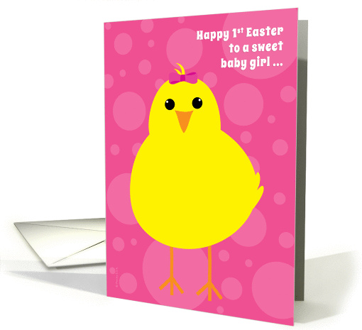 Baby Girl Baby's First Easter Cute Yellow Chick on Pink card (908435)