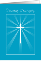 Felicidades En Tu Primera Comunin Blue with Holy Cross card