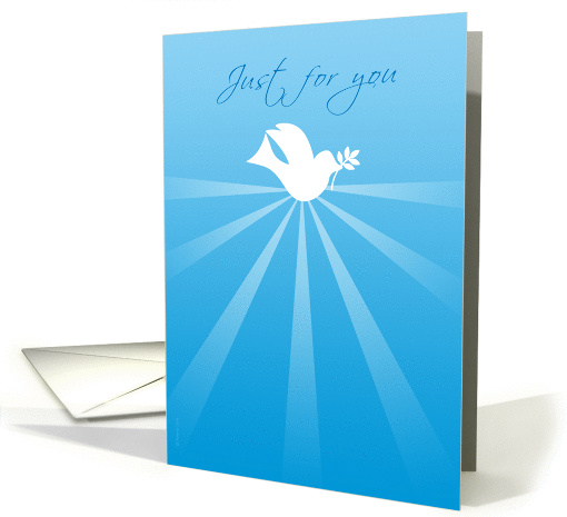 Just for You at Passover Peace Dove with Olive Branch on Blue card