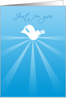 Just for You at Passover Peace Dove with Olive Branch on Blue card