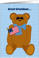 Great Grandson First July 4th Stars Stripes Forever with Flag card