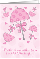 Stepdaughter Bridal or Wedding Shower Pink Parasols Cute and Classic card