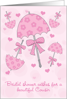 Cousin Bridal or Wedding Shower Pink Parasols Cute and Classic card