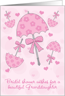 Granddaughter Bridal or Wedding Shower Pink Parasols Cute and Classic card