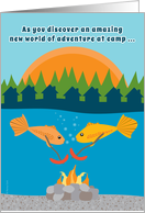 Summer Camp Thinking of You with Funny Fish Roasting Weenies card