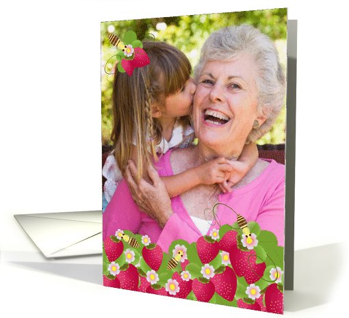 Grandma Grandparents Day Photo Card Cute Strawberries and Bees card