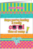 Niece Summer Camp Thinking About You Fun Cool Colors and Sunglasses card