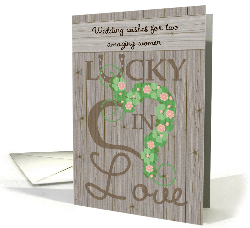 Wedding Congratulations Two Women Lesbian Vintage Barn Wood Look card