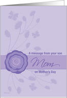 Mother’s Day from Son a Purple Rose for Mom card