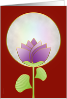 Chinese Mid Autumn Festival Full Moon and Lotus Blossom on Red card