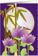 Chinese Mid Autumn Festival Moon Lotus and Bamboo on Purple card