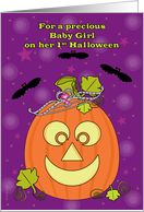 Baby Girl First Halloween Baby’s 1st with Pumpkin Princess Bats card