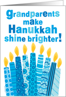 Grandparents Hanukkah Whimsical Candles and Text in Blue card