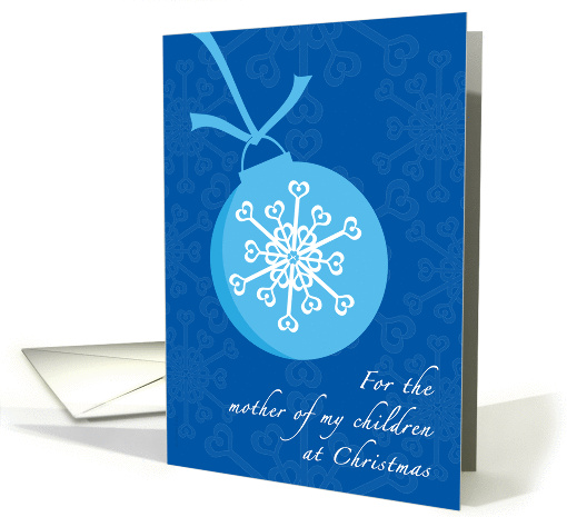 Mother of My Children Merry Christmas Blue Snowflake Ornament card