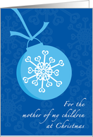 Mother of My Children Merry Christmas Blue Snowflake Ornament card