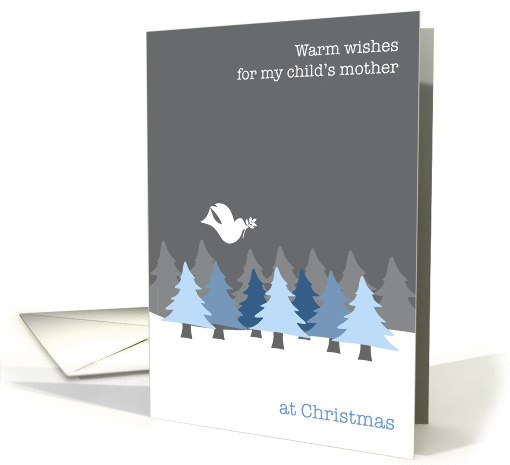 Mother of My Child Christmas Dove Flying Over Blue Tree Forest card