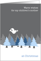 Mother of My Children Christmas Dove Flying Over Blue Tree Forest card