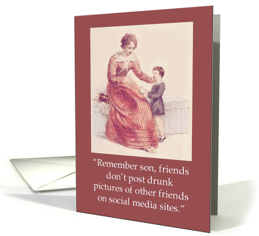 Vintage Ackermann Humor Mother to Son Social Media Advice card