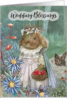 Wedding Blessings for Bride Bunny Bride Walking Through Woods card