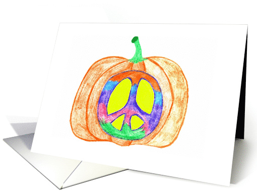 Pumpkin Peace Sign Hippie Halloween Funny card (276730)