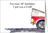 Sixteenth Birthday Gift of car humor card