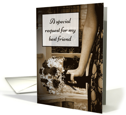 Sepia Bouquet Best Friend Bridesmaid Request card (568312)