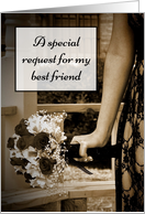 Sepia Bouquet Best Friend Bridesmaid Request card