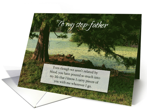 Happy Birthday Stepfather Tree by Pond card (789513)
