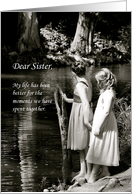 Two Little Girls Sister Birthday Card